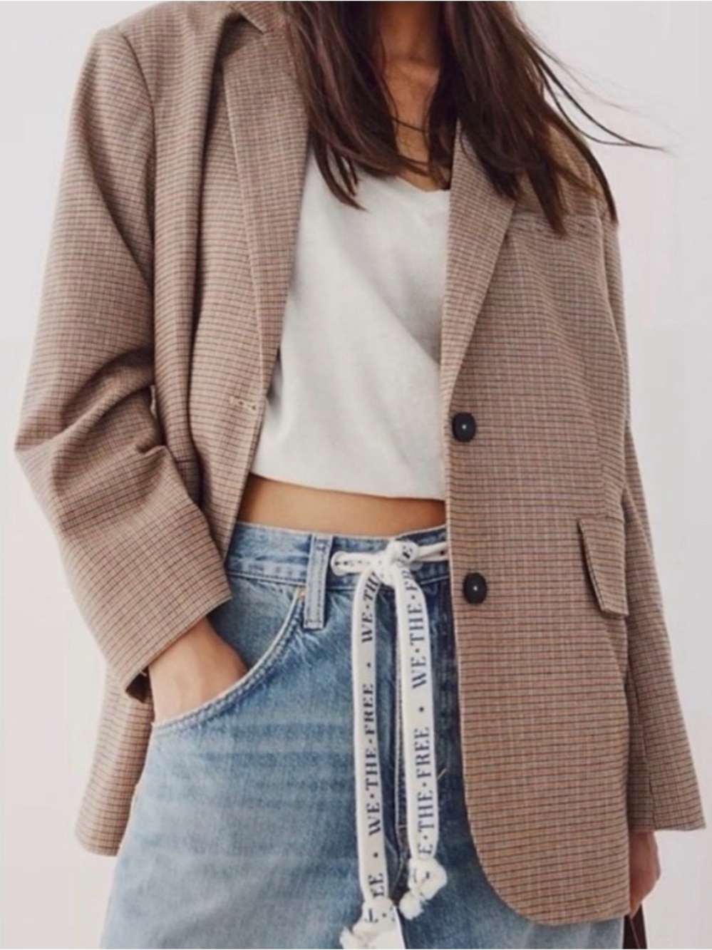 Free People Reggie Blazer Ginger Combo XL
Plaid Oversized Blazer